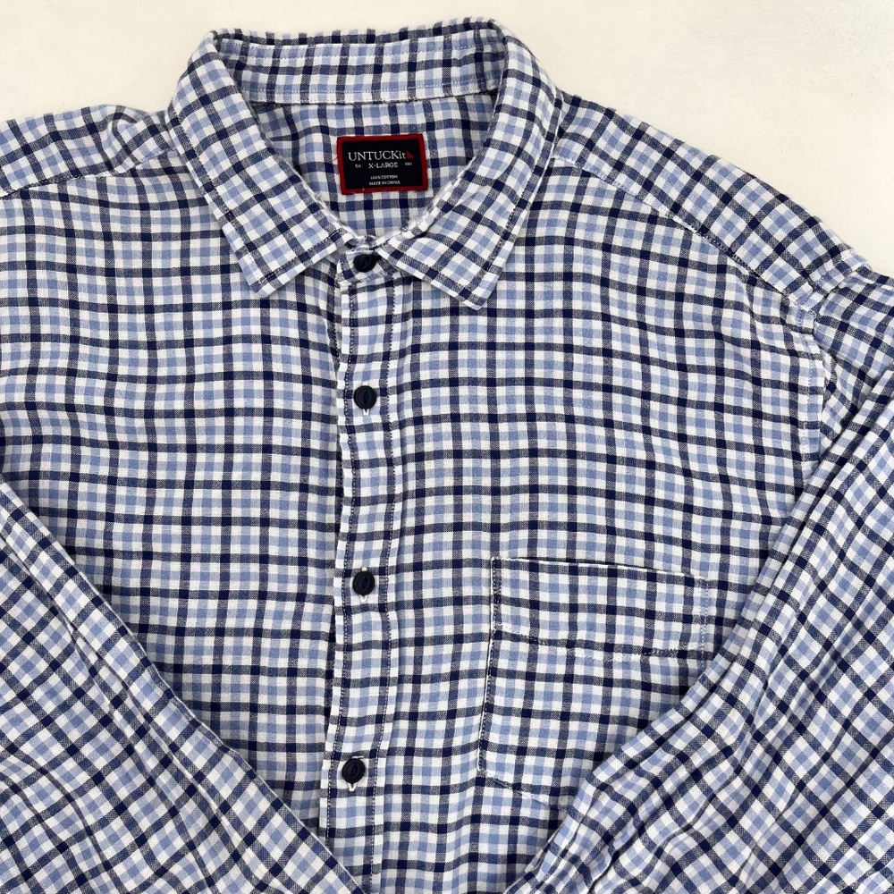 Untuckit Mens Size X-Large Soligo Shirt Multicolor Check Button-Down Collared - Picture 2 of 9